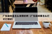 广东麻将是怎么拿牌的啊（广东麻将要怎么打才打得好）
