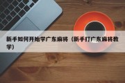 新手如何开始学广东麻将（新手打广东麻将教学）