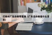 打麻将广东白板哥是谁（广东话白板是什么意思）