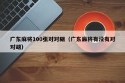广东麻将100张对对糊（广东麻将有没有对对胡）
