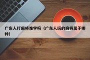 广东人打麻将难学吗（广东人玩的麻将属于哪种）