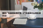 要把广东麻将给我打怪（广东麻将什么我乱碰方言）