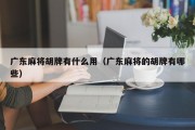 广东麻将胡牌有什么用（广东麻将的胡牌有哪些）