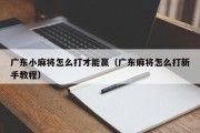 广东小麻将怎么打才能赢（广东麻将怎么打新手教程）