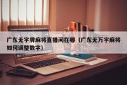 广东无字牌麻将直播间在哪（广东无万字麻将如何调整数字）