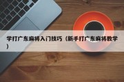 学打广东麻将入门技巧（新手打广东麻将教学）