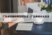 广东麻将哪种牌型好玩点（广东麻将什么玩法）