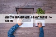 雀神广东麻将胡牌秘密（雀神广东麻将100张规律）